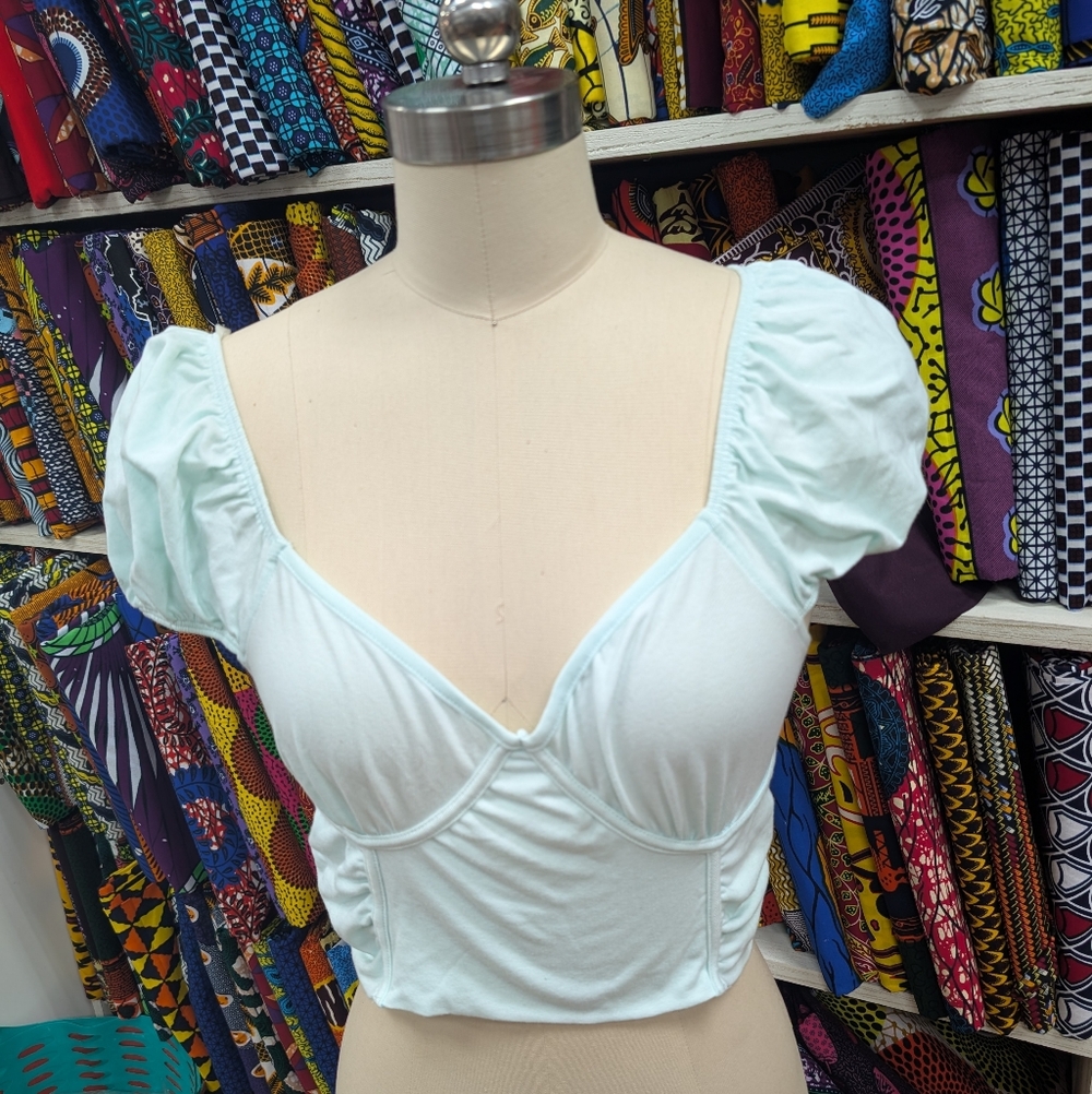 Forever 21 V Neck Puff Sleeve Top
